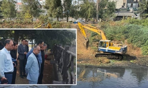 بازدید رئیس شورای اسلامی و شهردار رشت از عملیات لایروبی رودخانه زرجوب در محدوده منطقه ۳ شهری